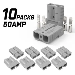 10x 50AMP 12-24V Anderson Plug Set, Silver-Plated Terminals