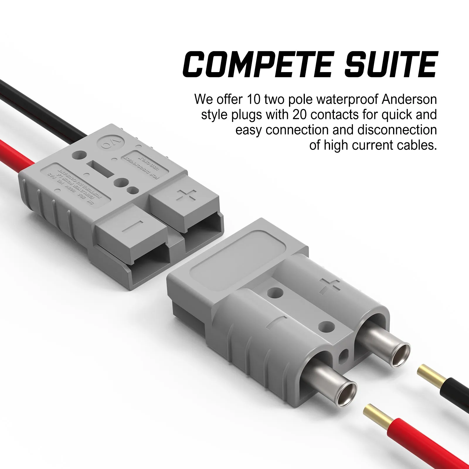 10x 50AMP 12-24V Anderson Plug Set, Silver-Plated Terminals