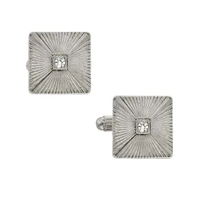 1928 Jewelry Art Deco Inspired Crystal Square Cufflinks