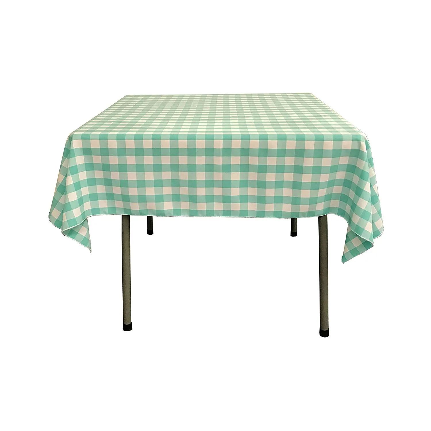 54" x 54" Square Tablecloth for 42" Square Small Coffee Table with 6" Drop, Polyester Checkered Gingham Plaid Table Overlay