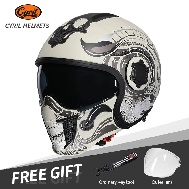 All Season Retro Double Visor Teeth Motorcycle Helmet