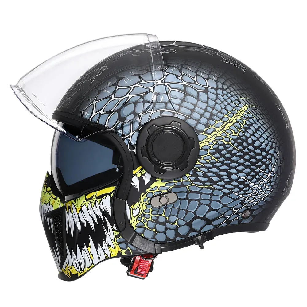 All Season Retro Double Visor Teeth Motorcycle Helmet