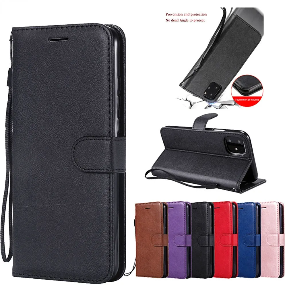 Anymob Motorola Black Flip Leather Case Luxury Retro Book Wallet Mobile Phone Bag