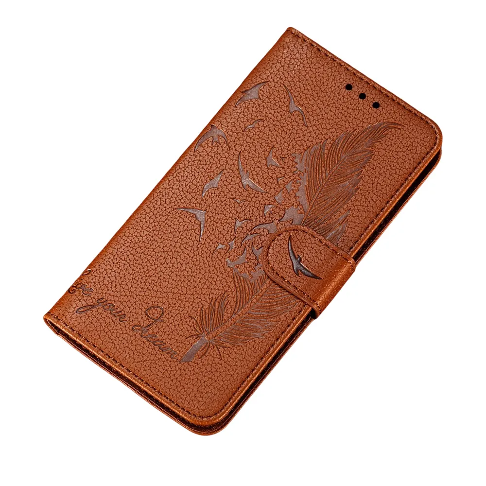 Anymob Xiaomi Redmi Brown Leather Case Retro Wallet Flip Phone Cover Protection