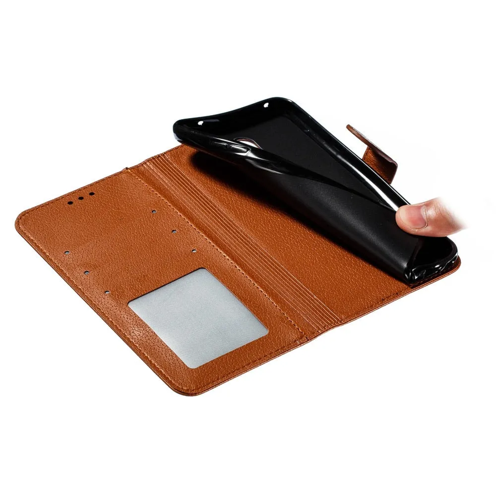 Anymob Xiaomi Redmi Brown Leather Case Retro Wallet Flip Phone Cover Protection