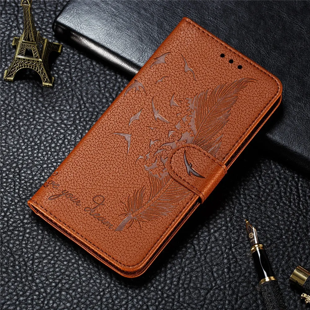 Anymob Xiaomi Redmi Brown Leather Case Retro Wallet Flip Phone Cover Protection