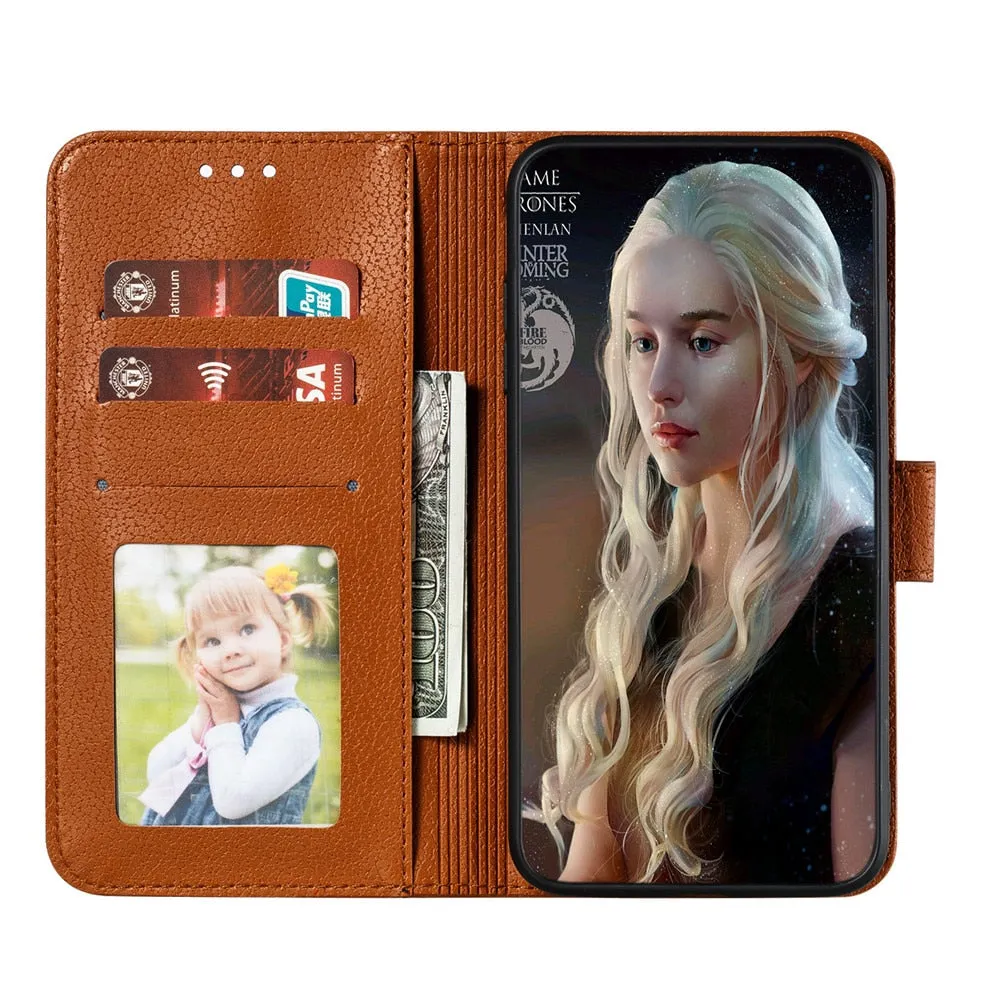 Anymob Xiaomi Redmi Brown Leather Case Retro Wallet Flip Phone Cover Protection