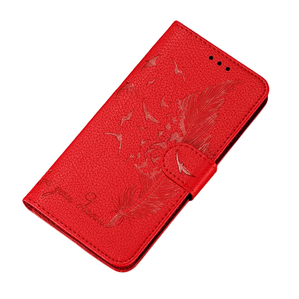 Anymob Xiaomi Redmi Red Leather Case Retro Wallet Flip Phone Cover Protection