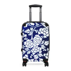 Blue Floral Print Suitcase, Abstract Print Designer Suitcases, Travel Bag Suitcases (Small, Medium, Large)