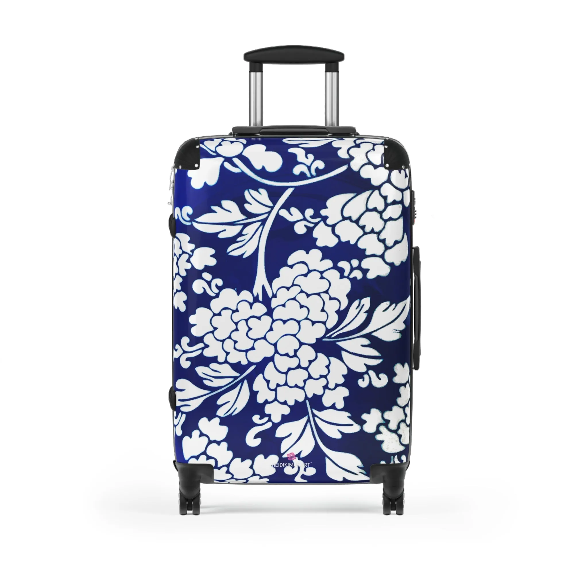 Blue Floral Print Suitcase, Abstract Print Designer Suitcases, Travel Bag Suitcases (Small, Medium, Large)