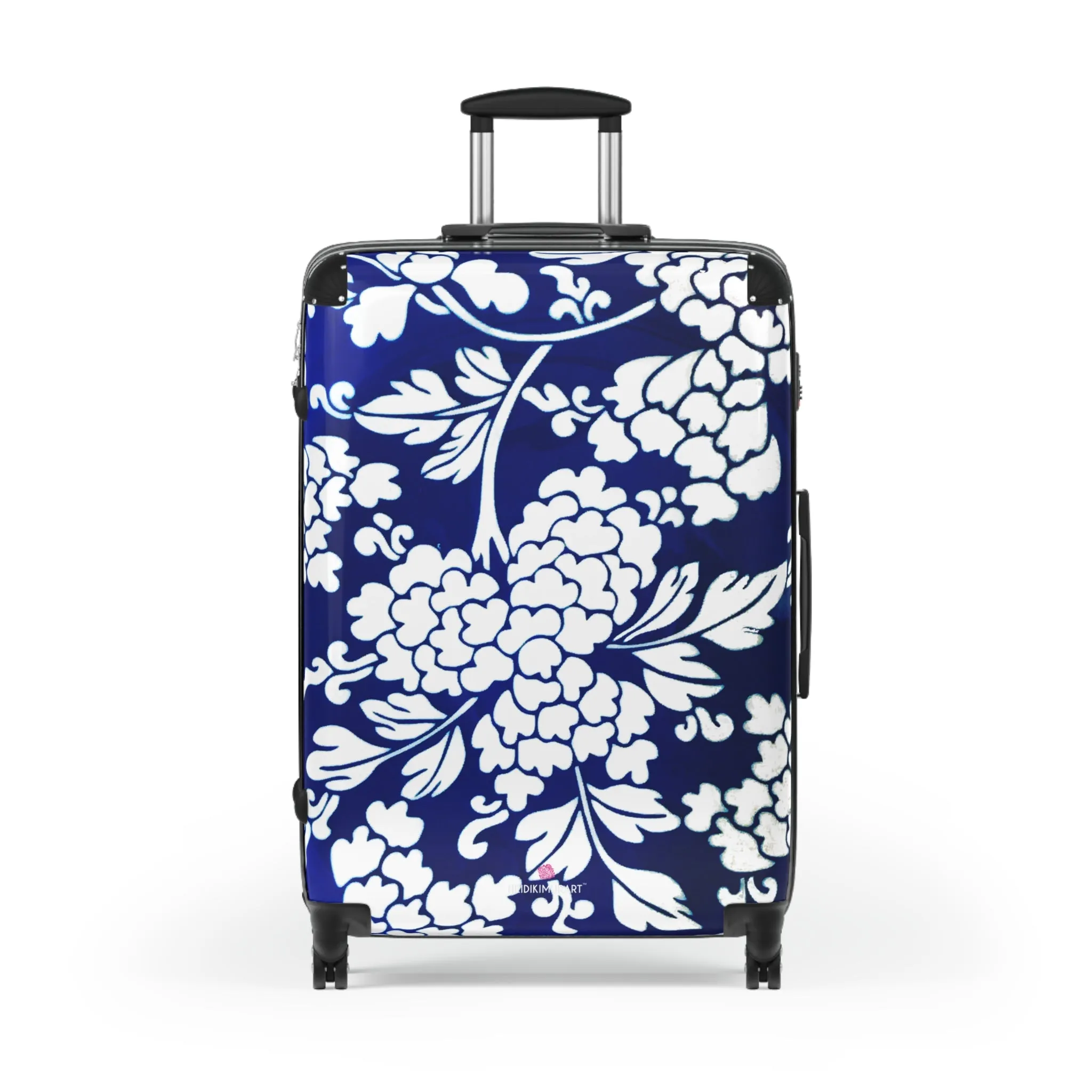 Blue Floral Print Suitcase, Abstract Print Designer Suitcases, Travel Bag Suitcases (Small, Medium, Large)