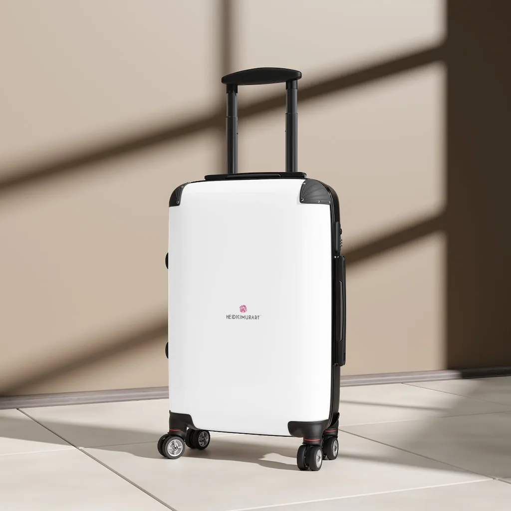 Bright White Color Cabin Suitcase, Carry On Luggage With 2 Inner Pockets & Built in TSA-approved Lock With 360° Swivel