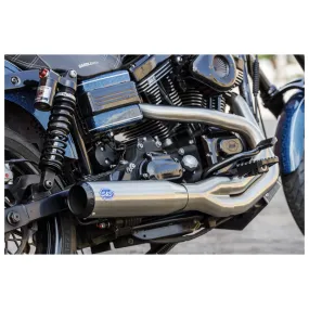 Brushed Stainless Qualifier 2 into 1 Exhaust System for 2006-2017 Harley Davidson Dyna Models