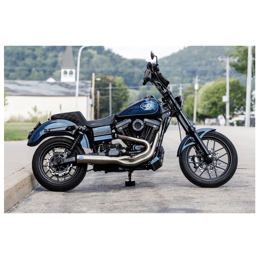 Brushed Stainless Qualifier 2 into 1 Exhaust System for 2006-2017 Harley Davidson Dyna Models