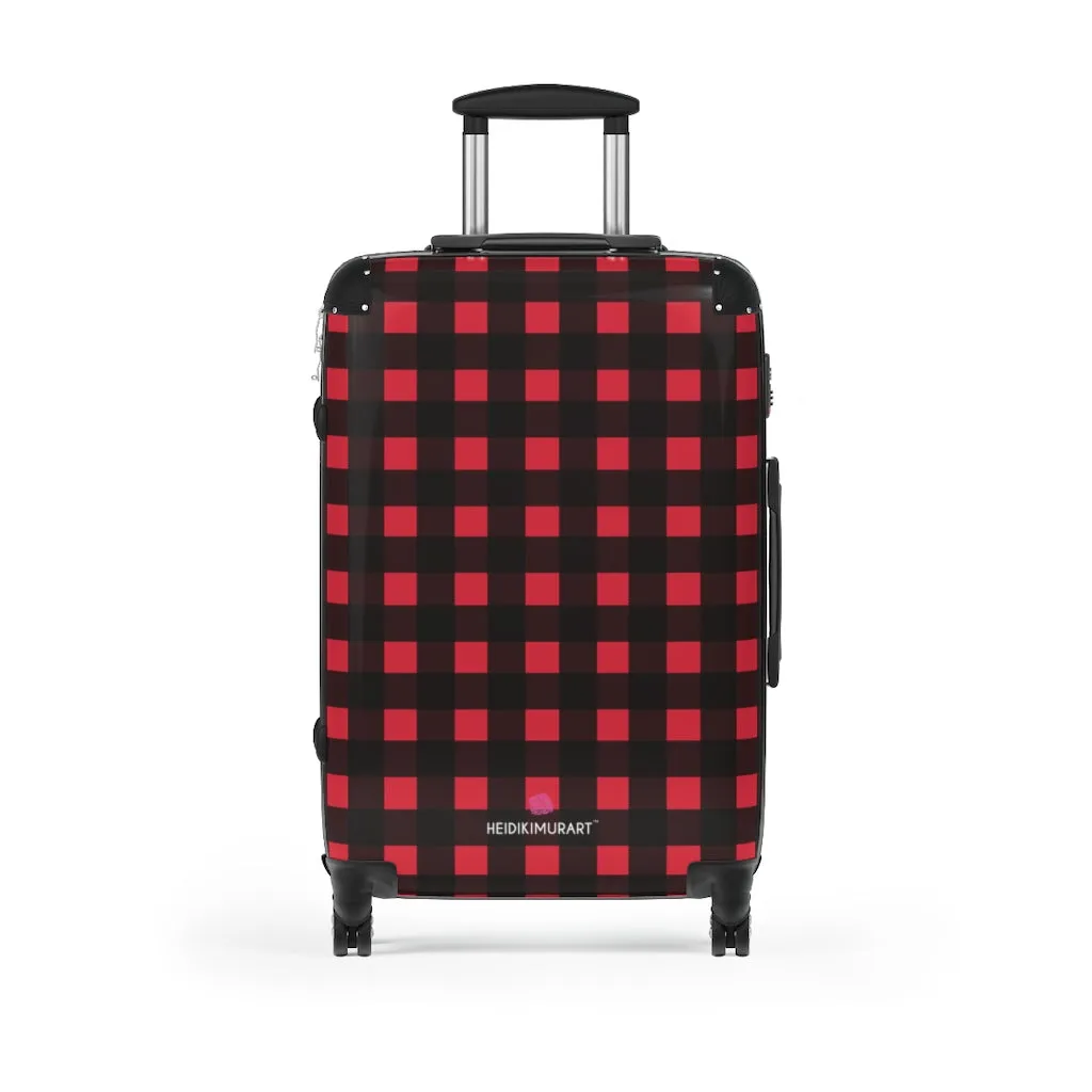 Buffalo Red Plaid Print Suitcases, Buffalo Plaid Print Designer Suitcase Luggage (Small, Medium, Large)