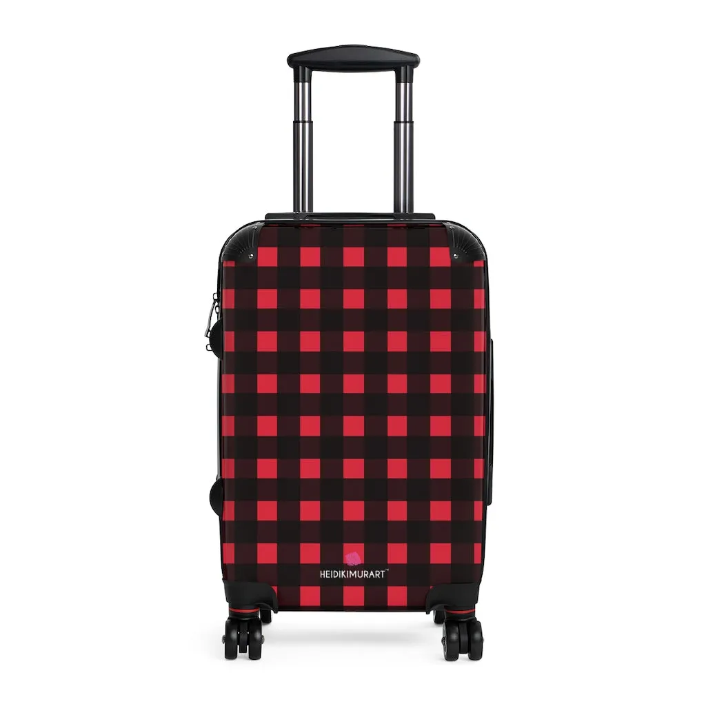 Buffalo Red Plaid Print Suitcases, Buffalo Plaid Print Designer Suitcase Luggage (Small, Medium, Large)