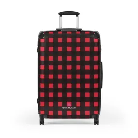 Buffalo Red Plaid Print Suitcases, Buffalo Plaid Print Designer Suitcase Luggage (Small, Medium, Large)