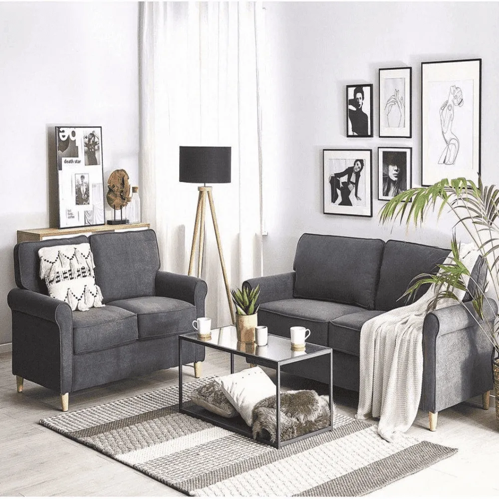 Classic Retro Sofa Set in Grey