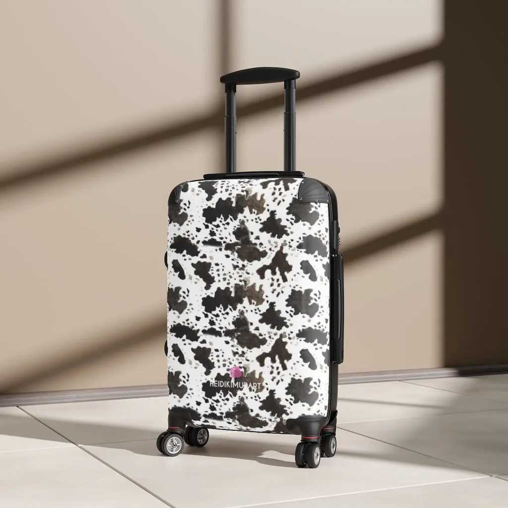 Cow Print Cabin Suitcase, Animal Print Small Premium Luxury Carry On Luggage For Men or Women