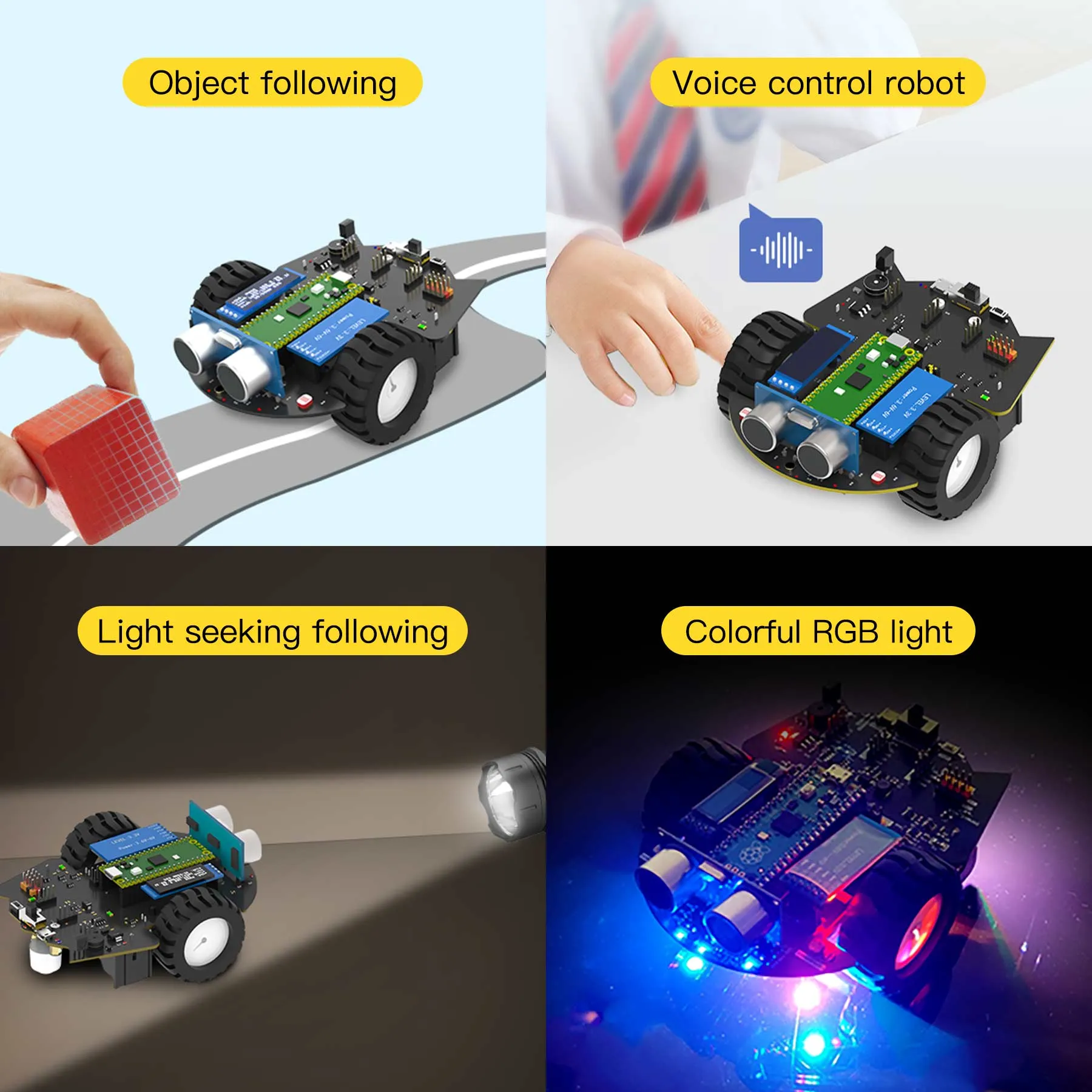 Cute robot car for Raspberry Pi Pico 2 support MicroPython programming