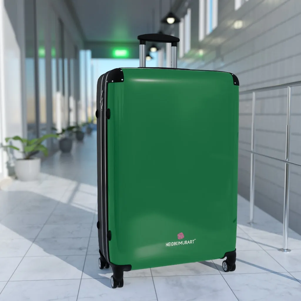 Dark Green Solid Color Suitcases, Modern Simple Minimalist Designer Suitcase Luggage (Small, Medium, Large)