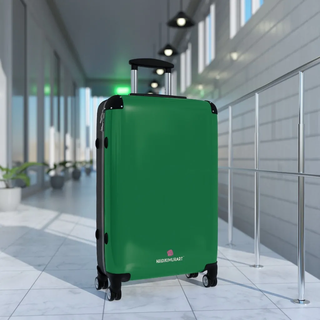 Dark Green Solid Color Suitcases, Modern Simple Minimalist Designer Suitcase Luggage (Small, Medium, Large)