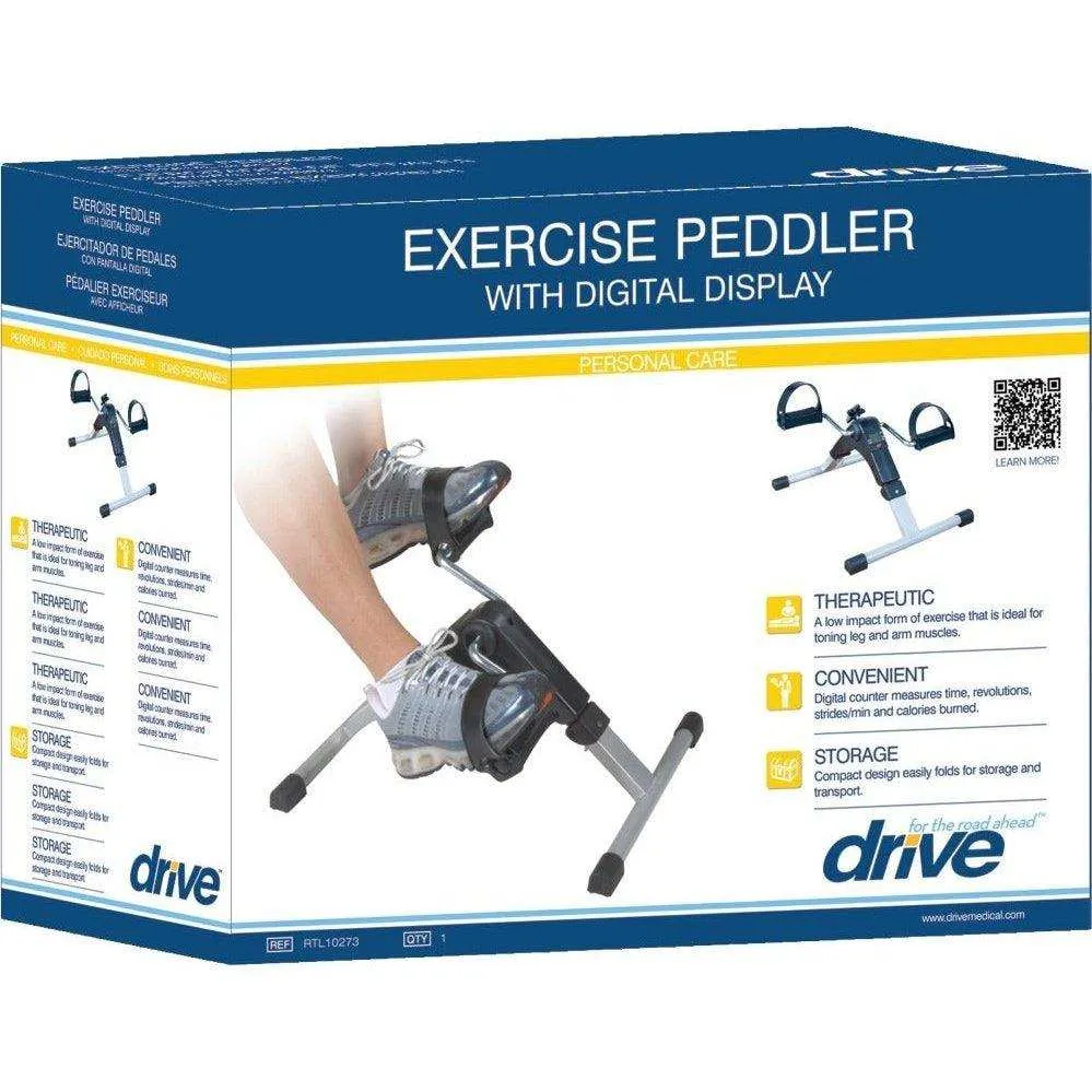 Drive Medical Folding Exercise Peddler w/ Electronic Display - Black