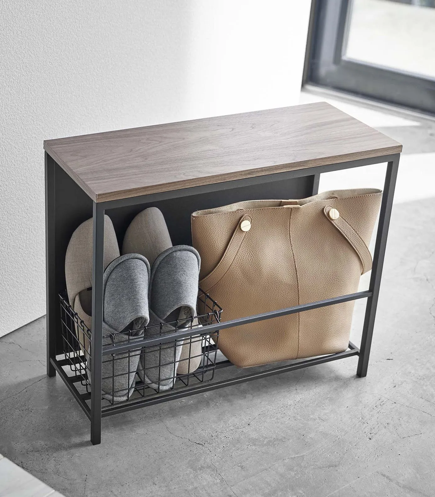 Entryway Storage Organizer & Bench (18" H)  - Steel   Wood