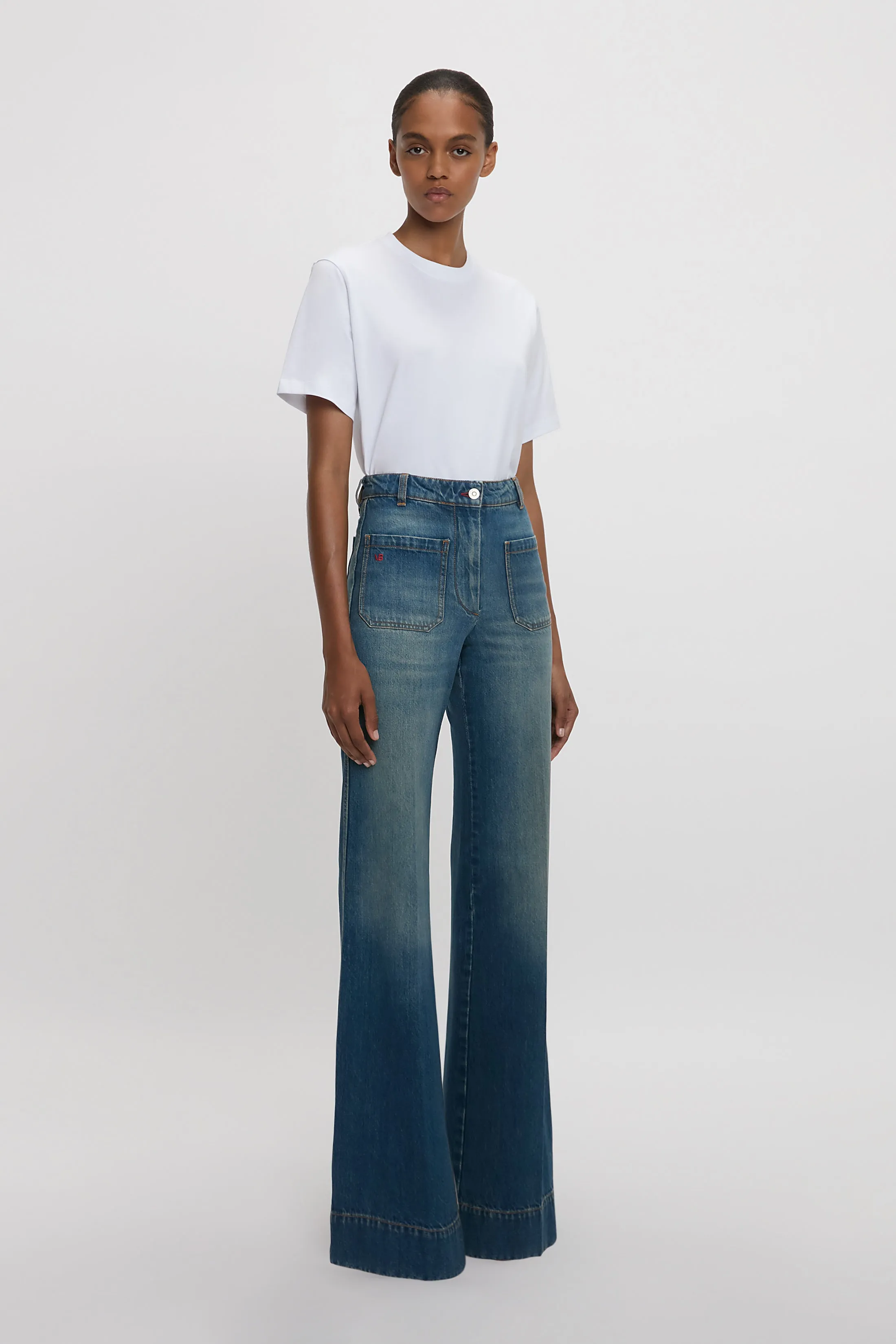 Exclusive Alina High Waisted Stretch Jean In Mid Blue