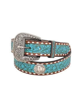 Floral Carving Turquoise Belt