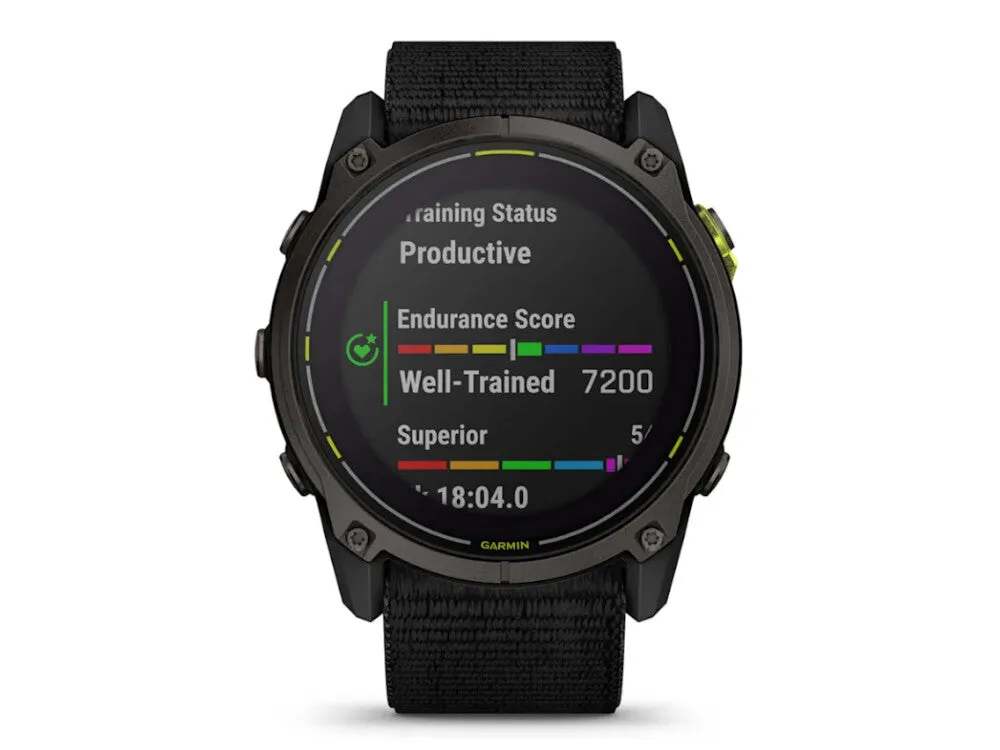 GARMIN Enduro 3 Solar Sapphire GPS Multisport Smartwatch - Black/Carbongray DLC Titanium, Ultra Fit Nylon Strap