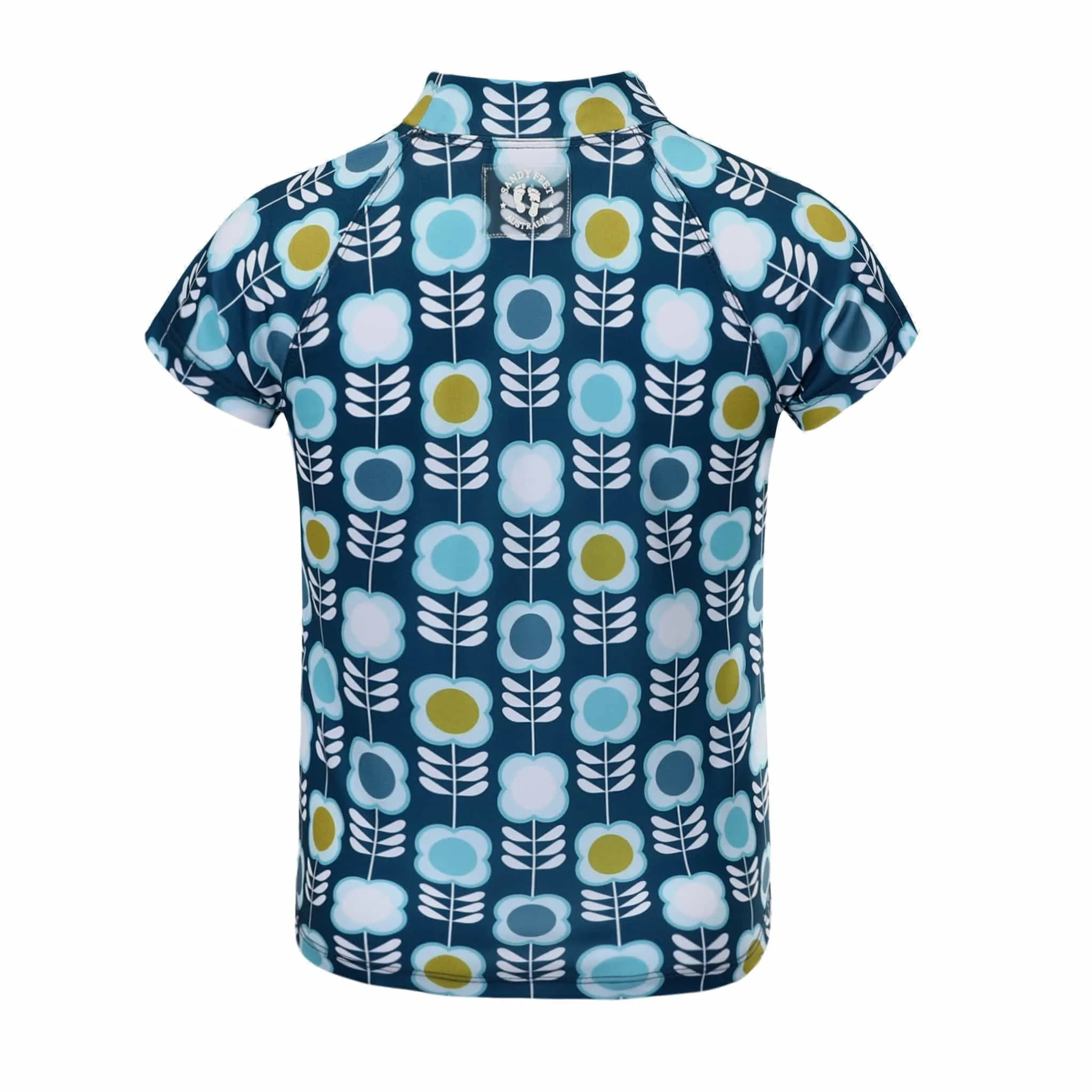 Girls Aegean Retro Flower Short Sleeve Rashie