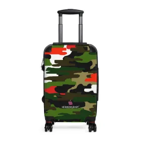 Green Red Camo Cabin Suitcase, Carry On Luggage With 2 Inner Pockets & Built in TSA-approved Lock With 360° Swivel