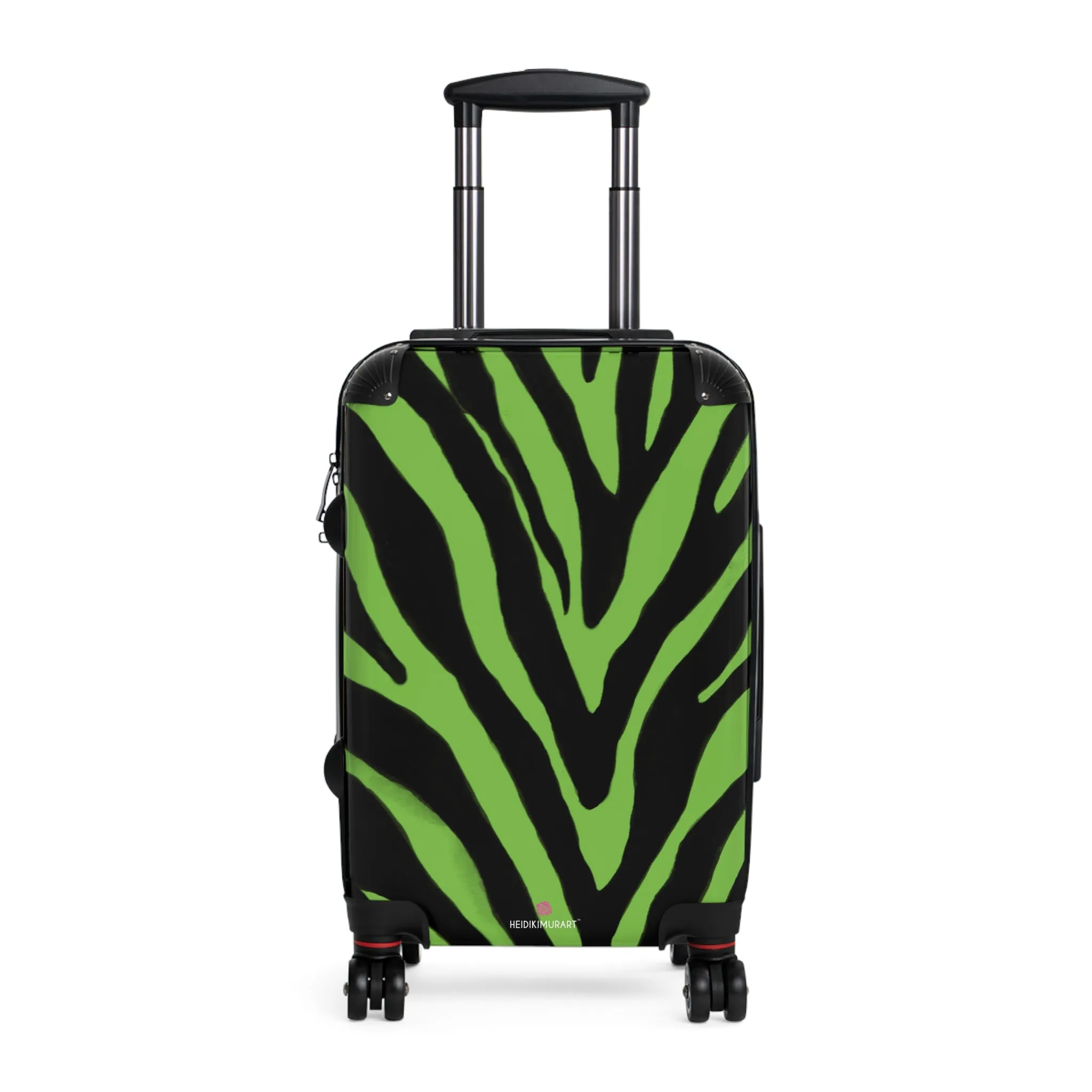 Green Zebra Print Best Suitcases, Black and Green Zebra Print Travel Bag Suitcases (Small, Medium, Large)