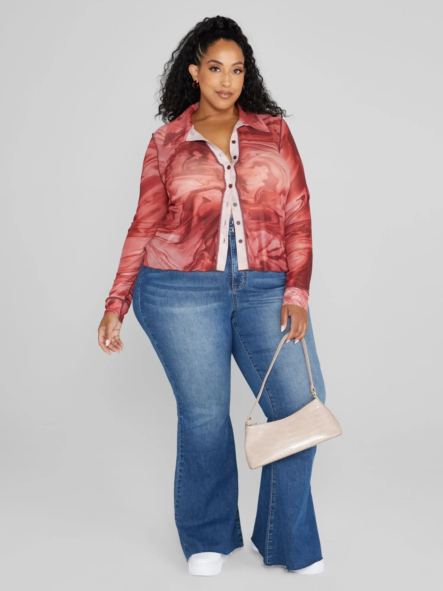 High Rise Curvy Fit Flare Jeans