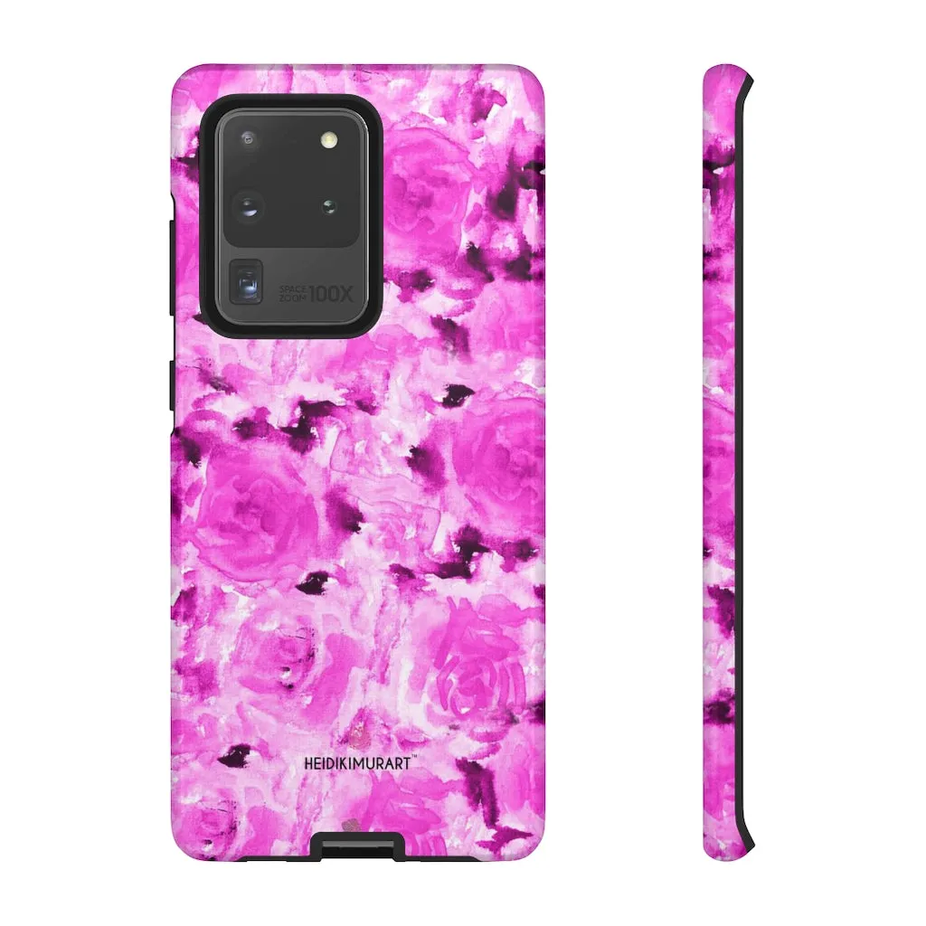 Hot Pink Floral Phone Case, Flower Print Best Designer Art iPhone Samsung Case-Made in USA