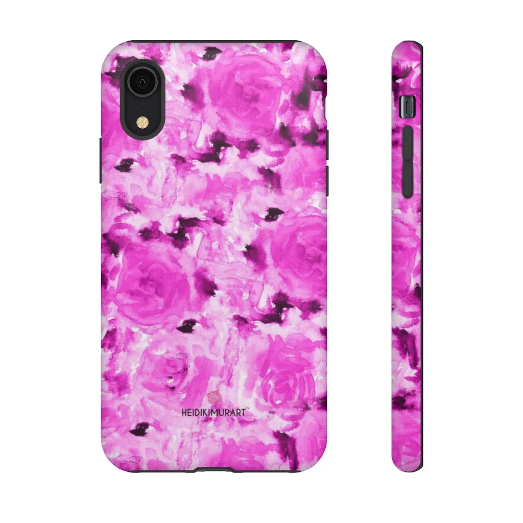 Hot Pink Floral Phone Case, Flower Print Best Designer Art iPhone Samsung Case-Made in USA