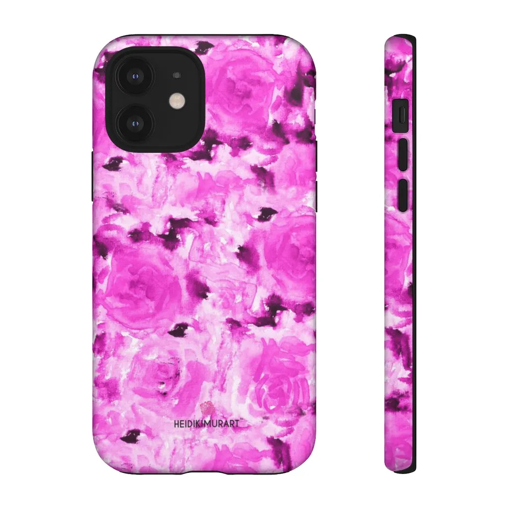 Hot Pink Floral Phone Case, Flower Print Best Designer Art iPhone Samsung Case-Made in USA