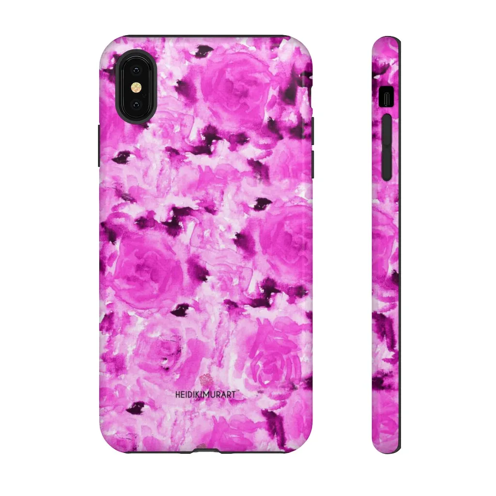 Hot Pink Floral Phone Case, Flower Print Best Designer Art iPhone Samsung Case-Made in USA