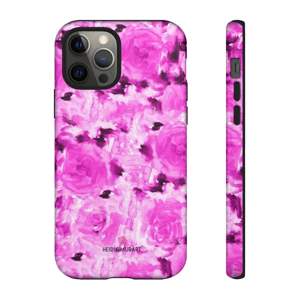 Hot Pink Floral Phone Case, Flower Print Best Designer Art iPhone Samsung Case-Made in USA