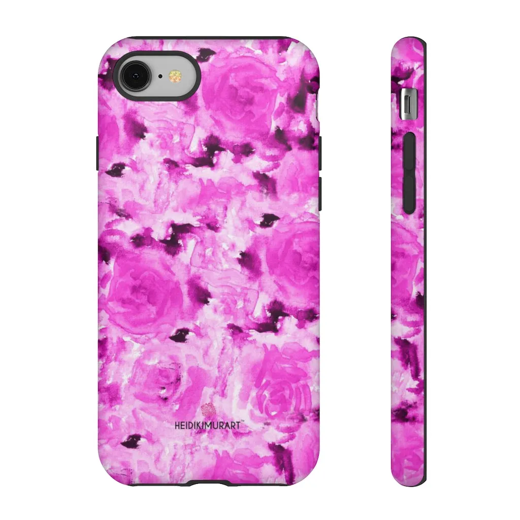 Hot Pink Floral Phone Case, Flower Print Best Designer Art iPhone Samsung Case-Made in USA