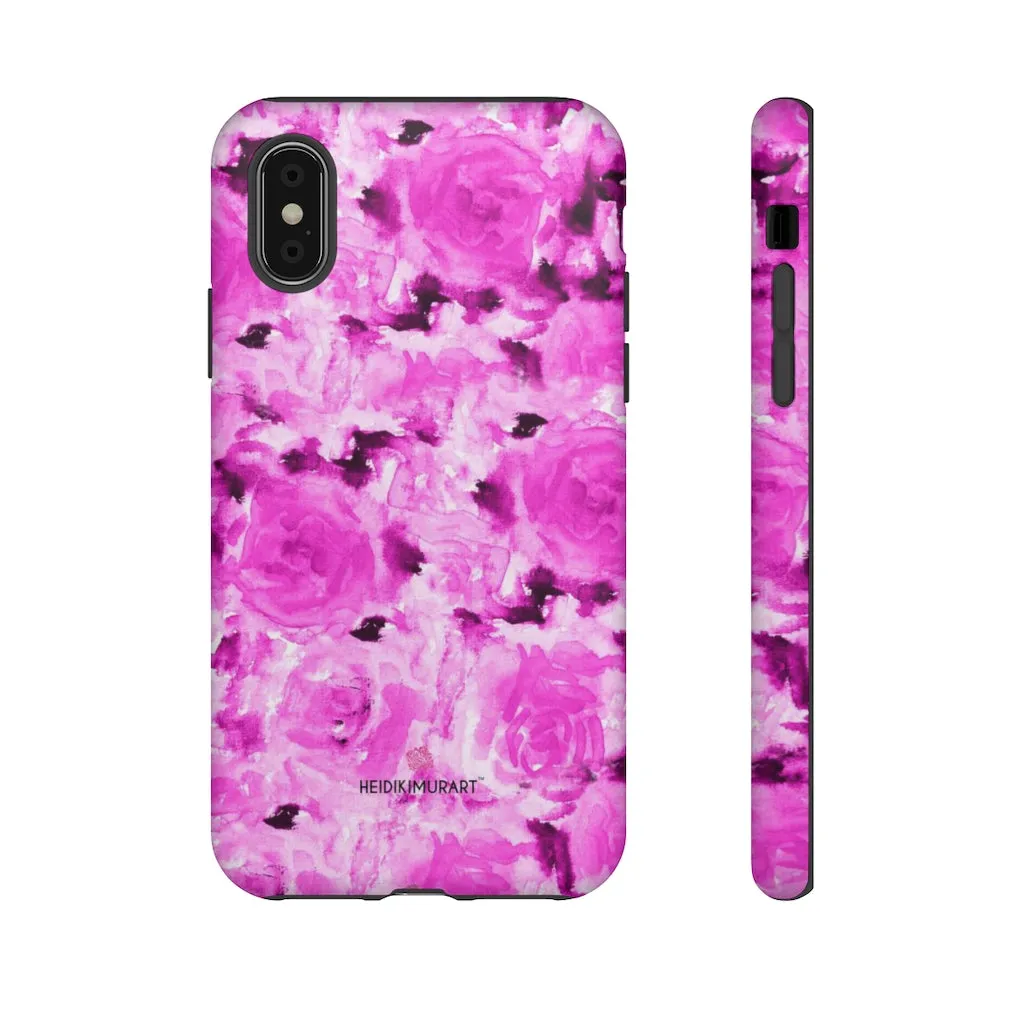 Hot Pink Floral Phone Case, Flower Print Best Designer Art iPhone Samsung Case-Made in USA