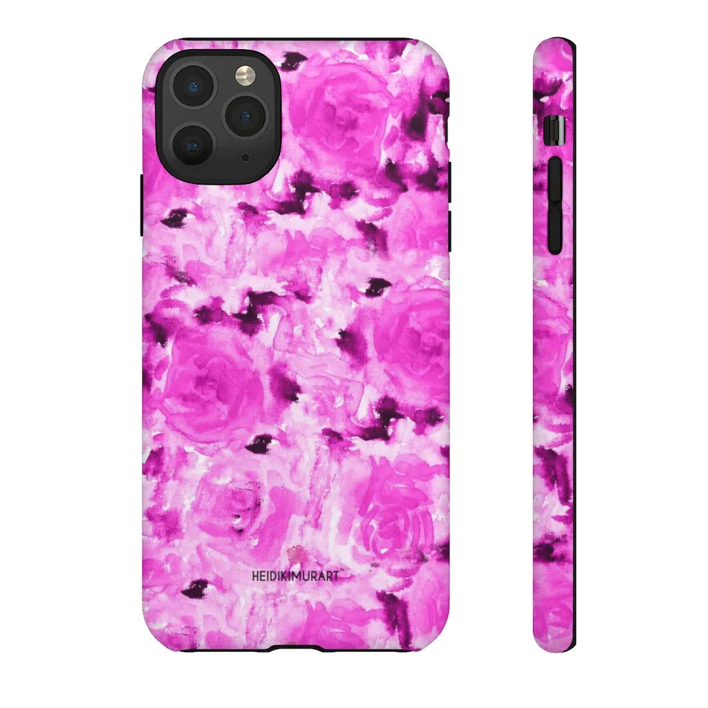 Hot Pink Floral Phone Case, Flower Print Best Designer Art iPhone Samsung Case-Made in USA