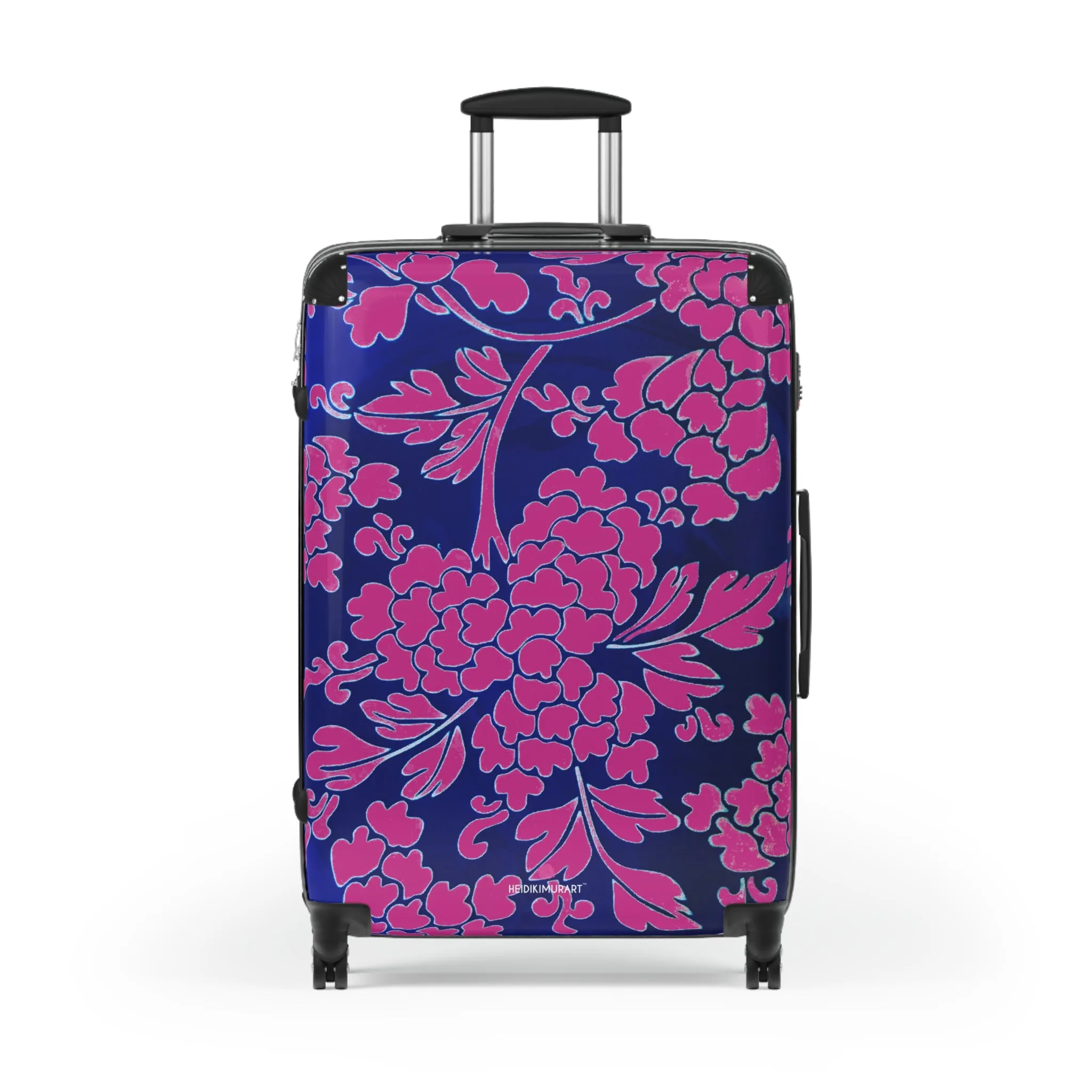 Hot Pink Floral Print Suitcases, Blue Floral Print Suitcase, Travel Bag Suitcases (Small, Medium, Large)