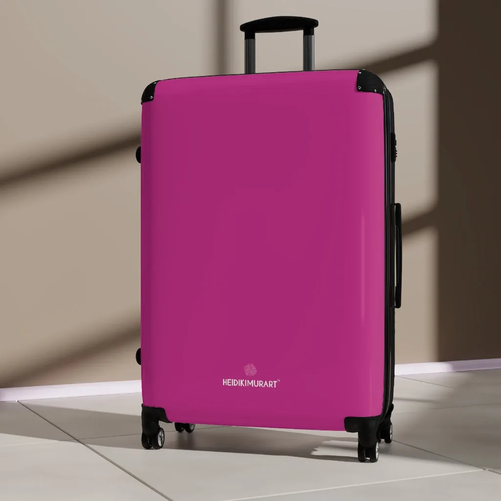 Hot Pink Solid Color Suitcases, Modern Simple Minimalist Designer Suitcase Luggage (Small, Medium, Large)