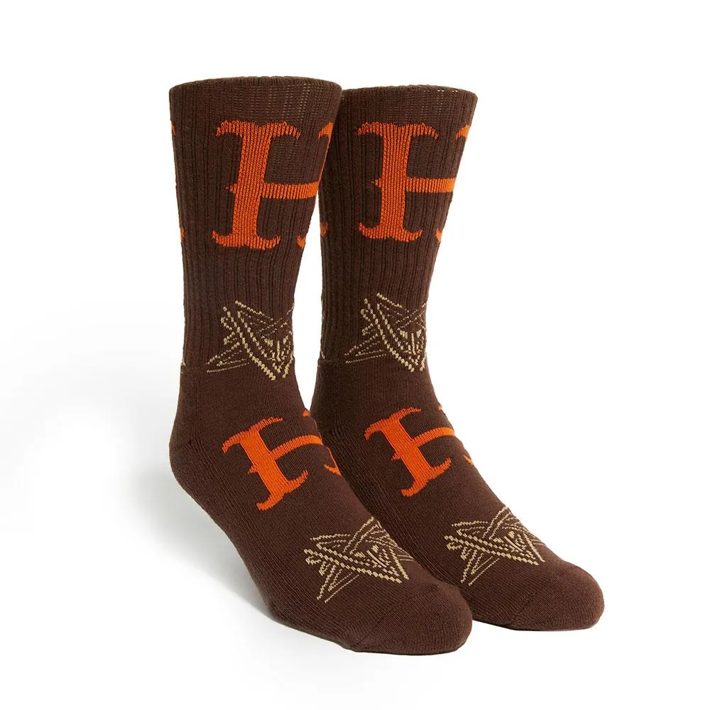 HUF X Thrasher Duality Sock - Chocolate