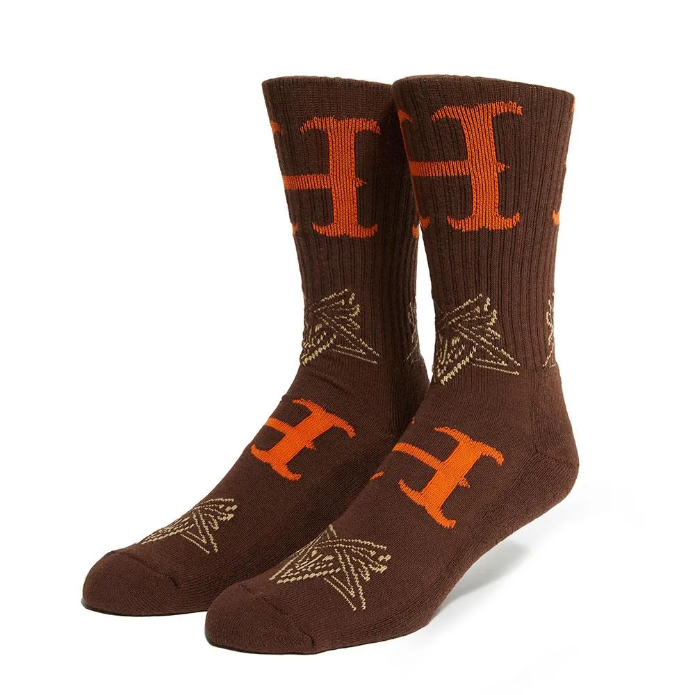 HUF X Thrasher Duality Sock - Chocolate