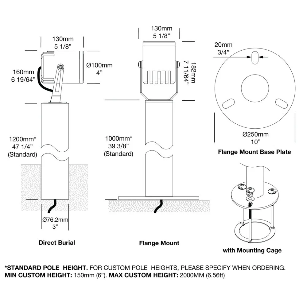 Hunza Flange Mount Ultra 35 Liquid Beam&trade; Tunable White Pole Spot Light