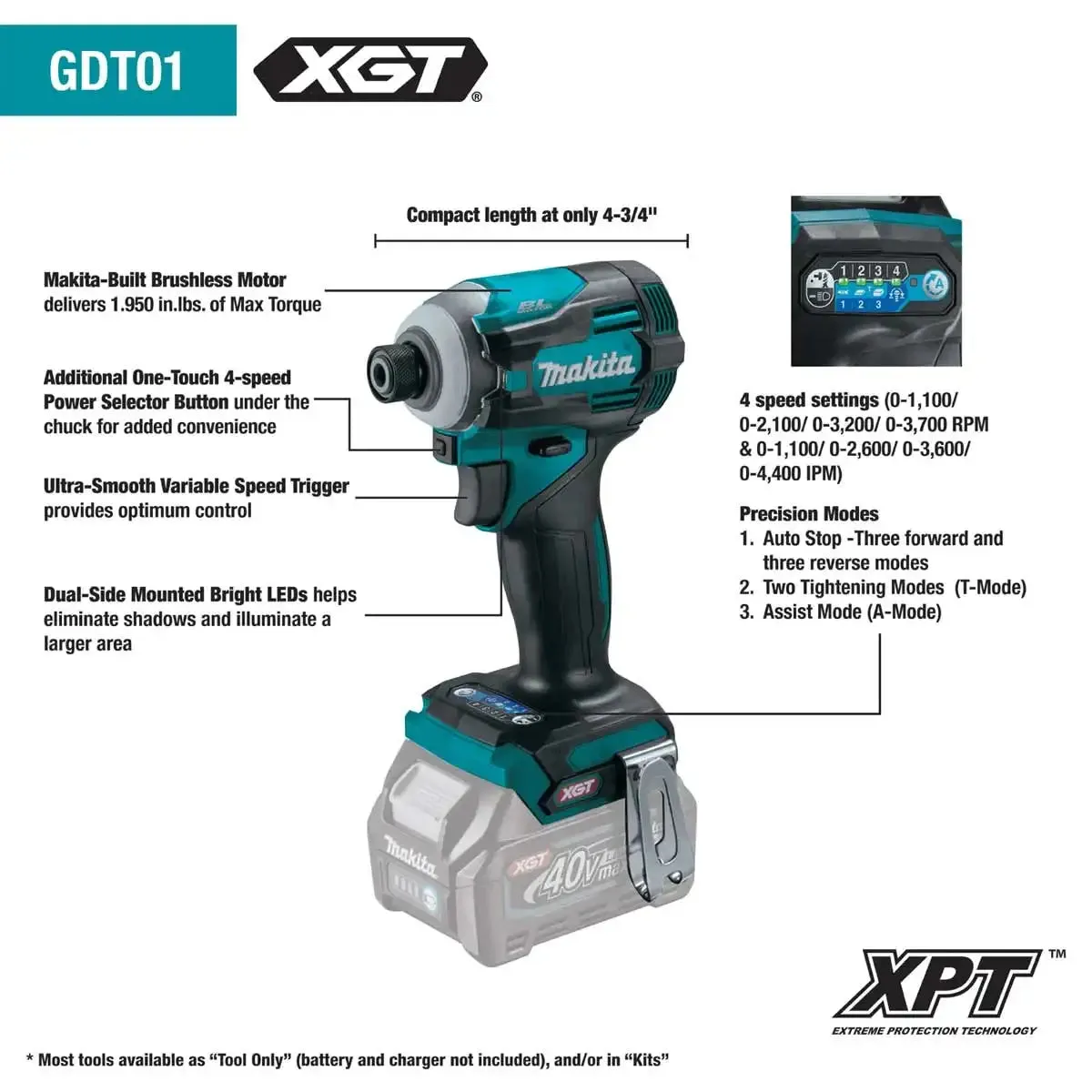 Makita 40V Max XGT Brushless Cordless Impact Driver