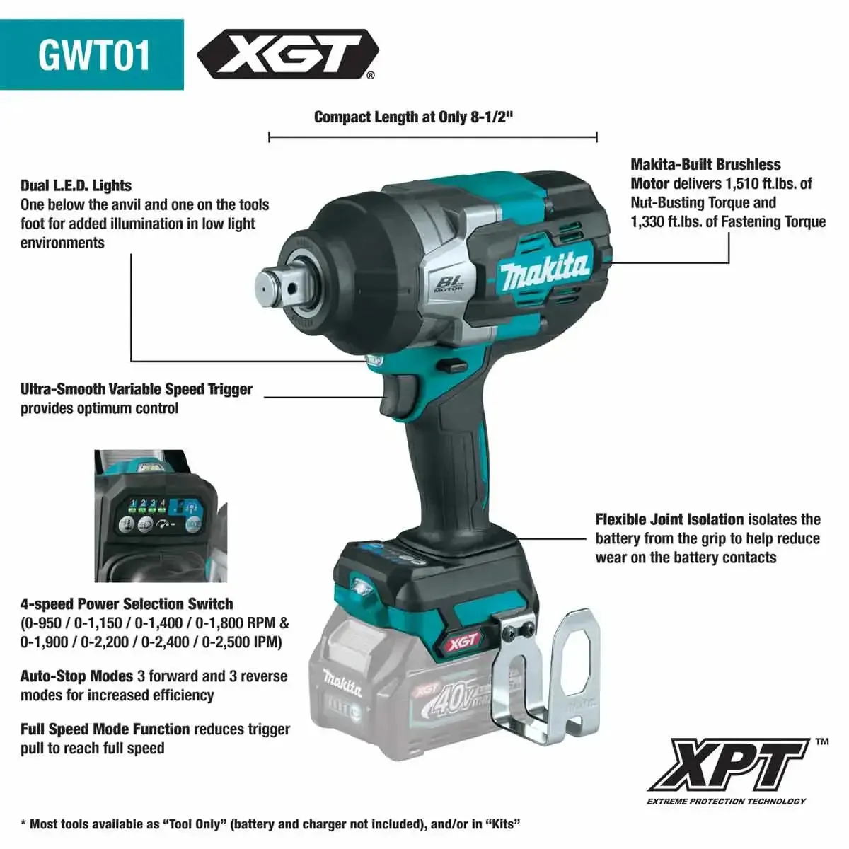 Makita XGT 3/4" Sq. Drive Impact Wrench Kit